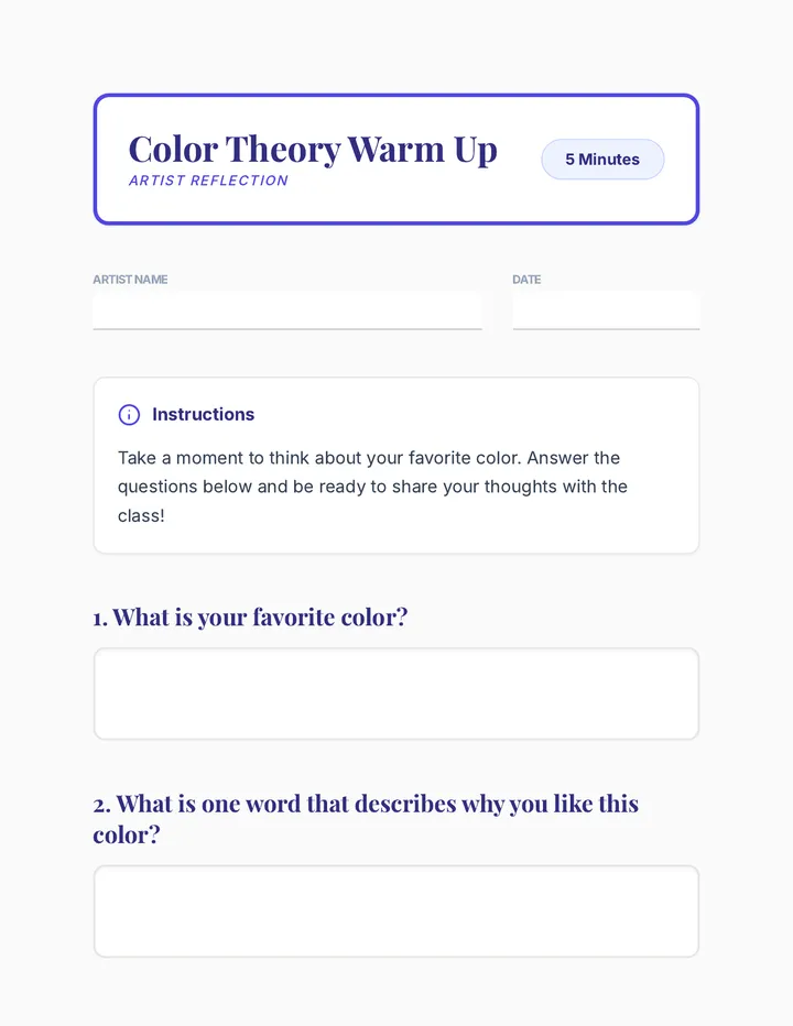 Color Warm Up Color Theory Unlock Hues • Lesson • Lenny.com