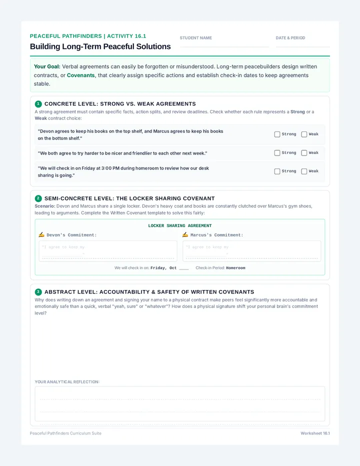 Peaceful Solutions Worksheet