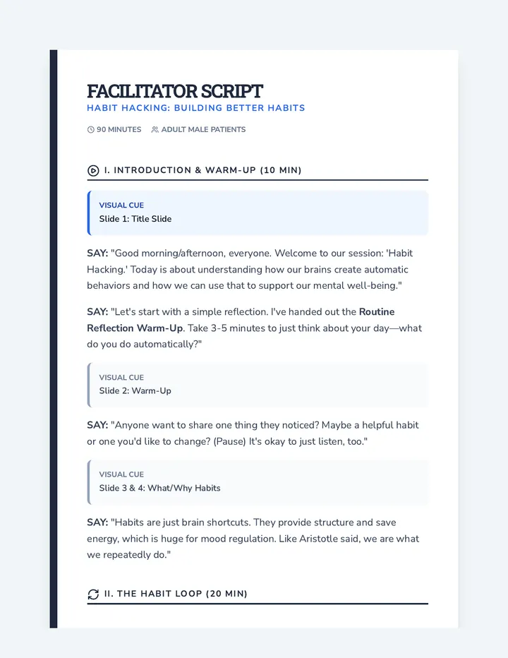Habit Hacking Facilitator Script