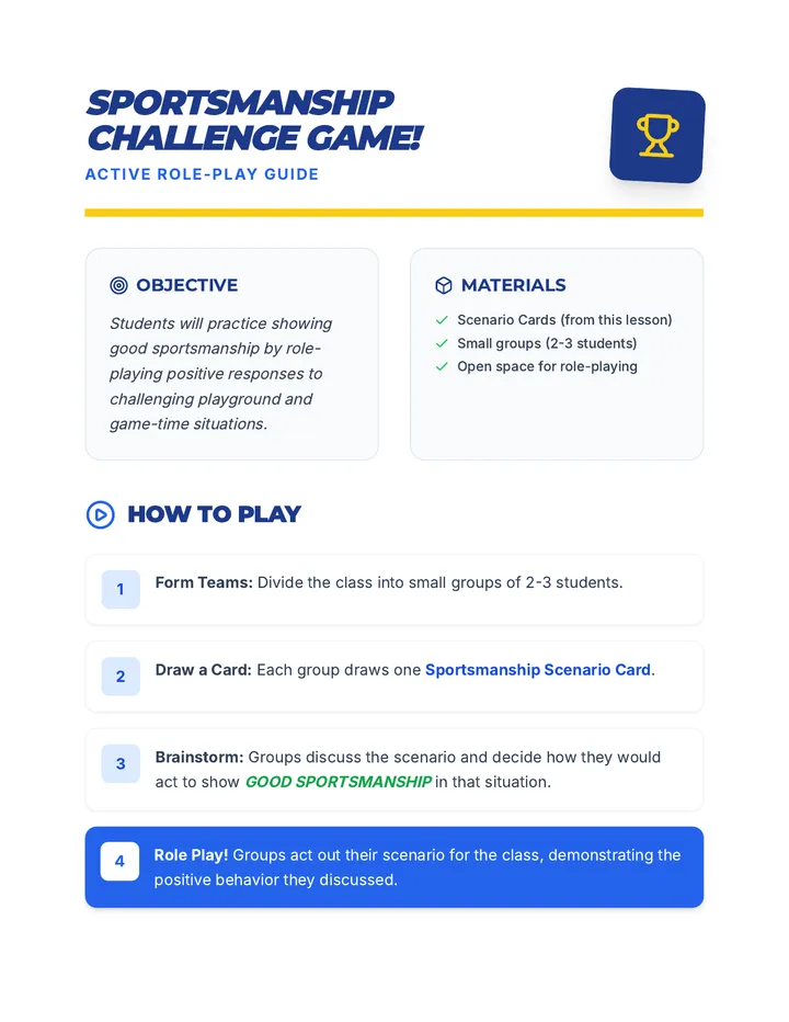 Sportsmanship Challenge Game Guide