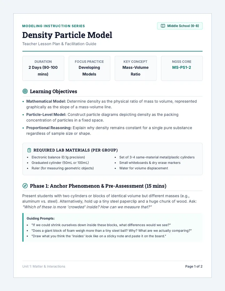 Density Modeling Teacher Guide