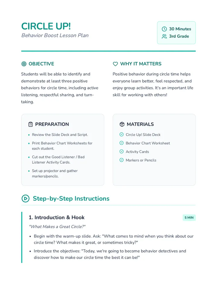 Circle Up Lesson Plan