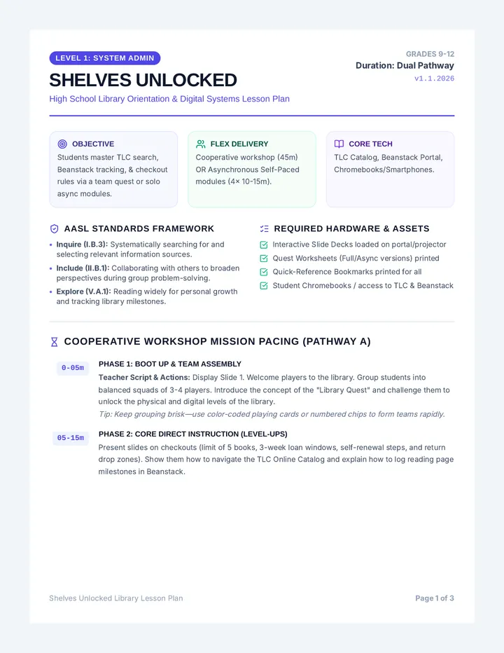 Shelves Unlocked Teacher Guide