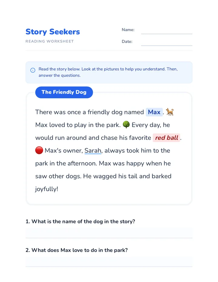 Friendly Dog Worksheet