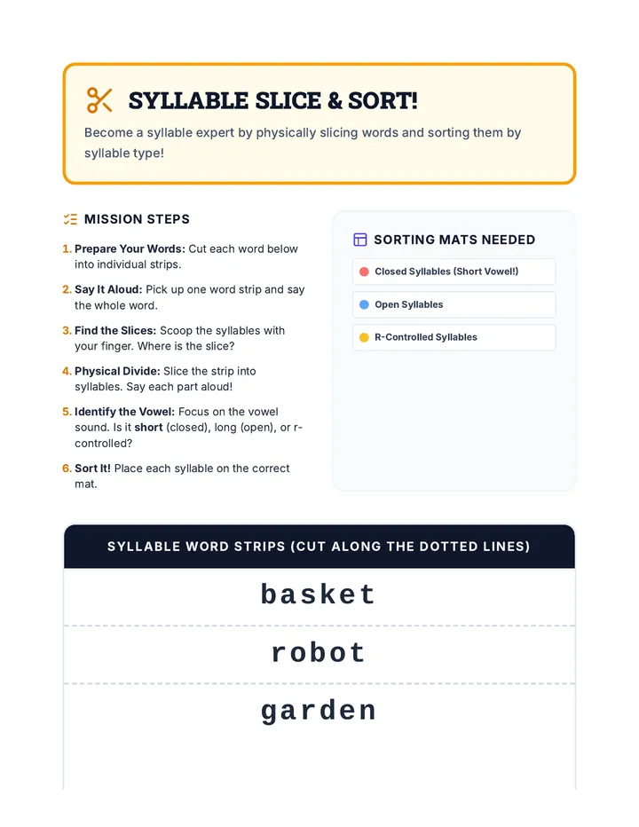 Syllable Slice Activity