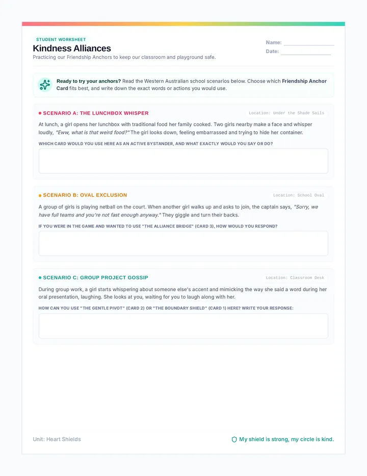 Kindness Alliances Scenario Sheet
