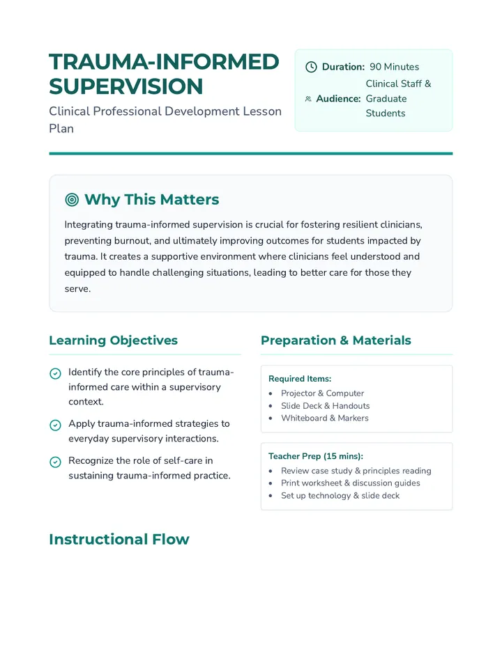 Supervision Lesson Plan
