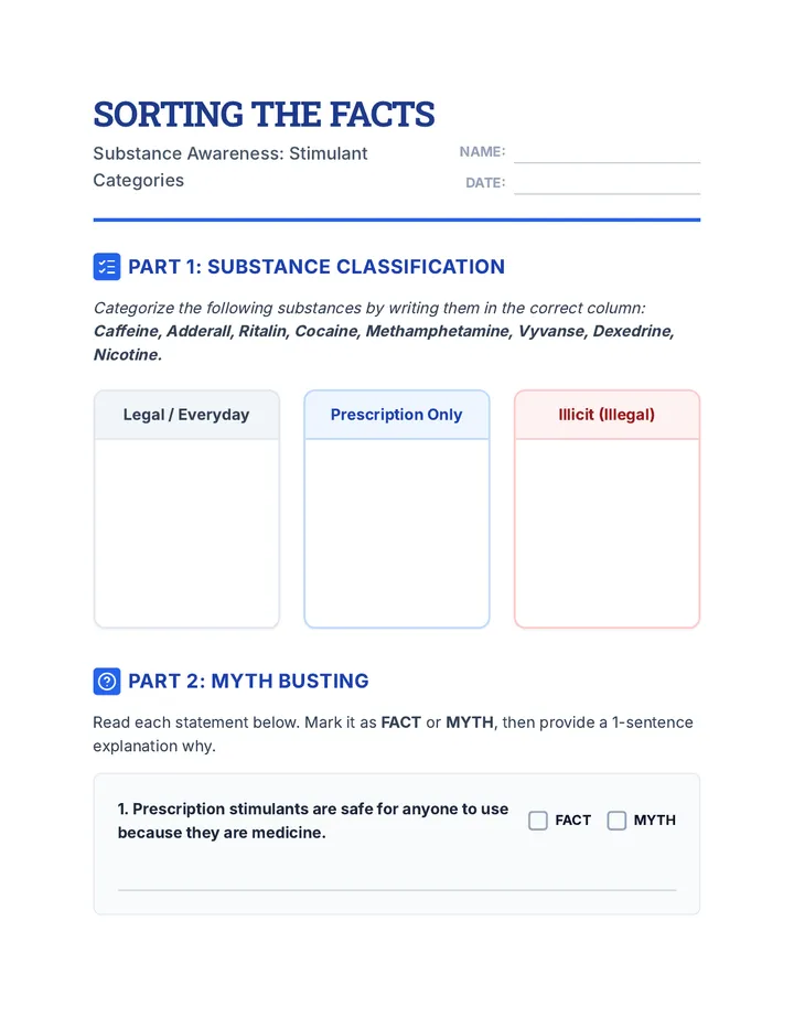 Sorting the Facts Worksheet