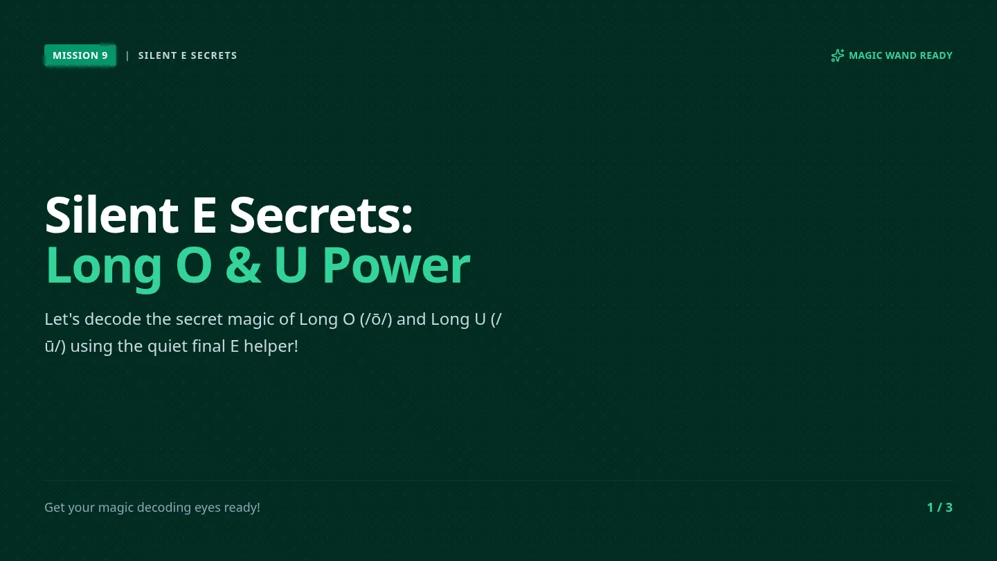 Silent E Secrets Long O and U Slides
