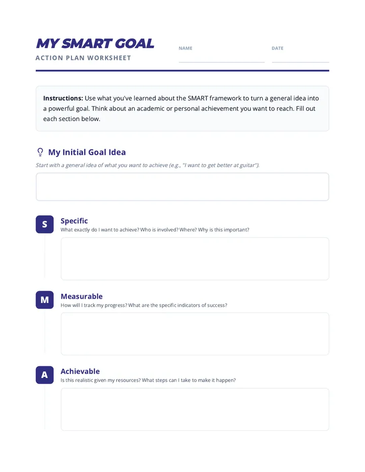 My SMART Goal Worksheet