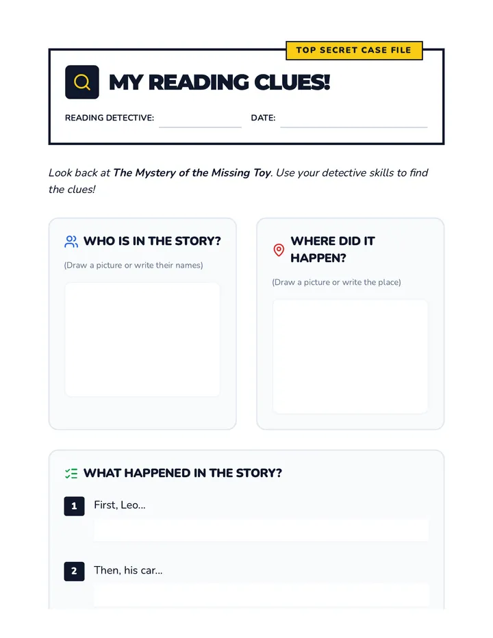 Reading Clues Activity Sheet