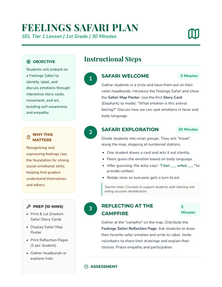 Feelings Safari Plan