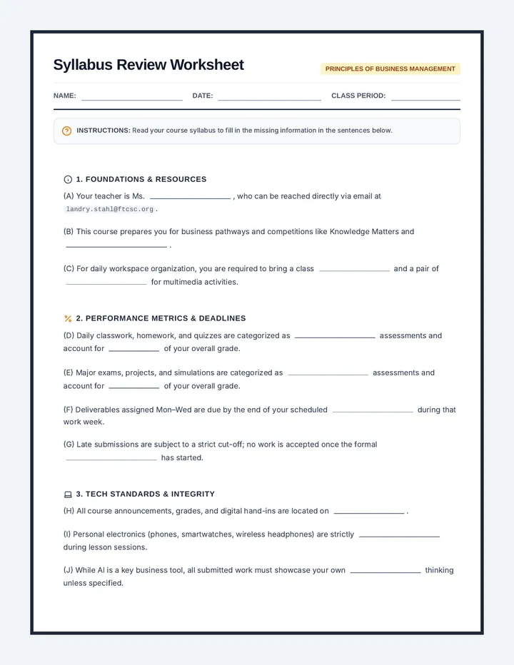 Syllabus Blueprint Worksheet