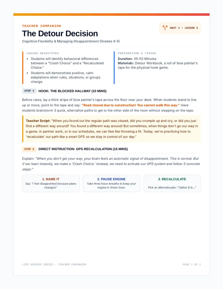 Detour Decision Teacher Guide