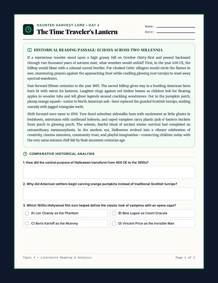 Halloween Evolution Workbook