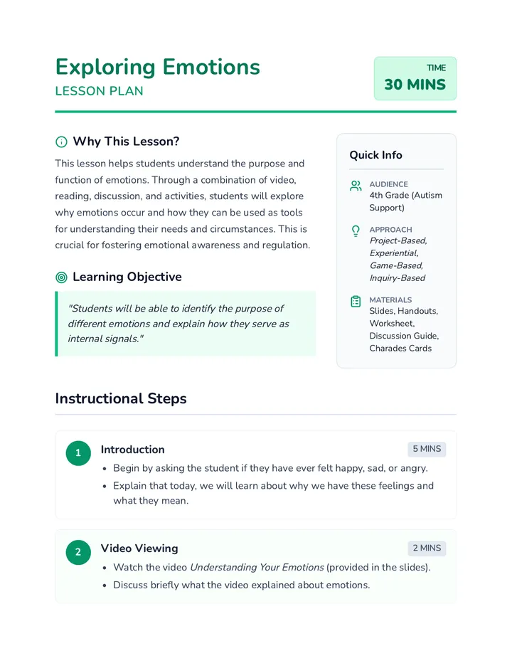 Exploring Emotions Lesson Plan