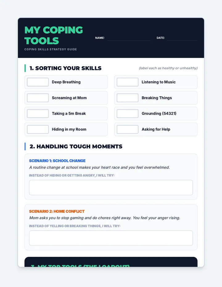 My Coping Tools Final Printable Page