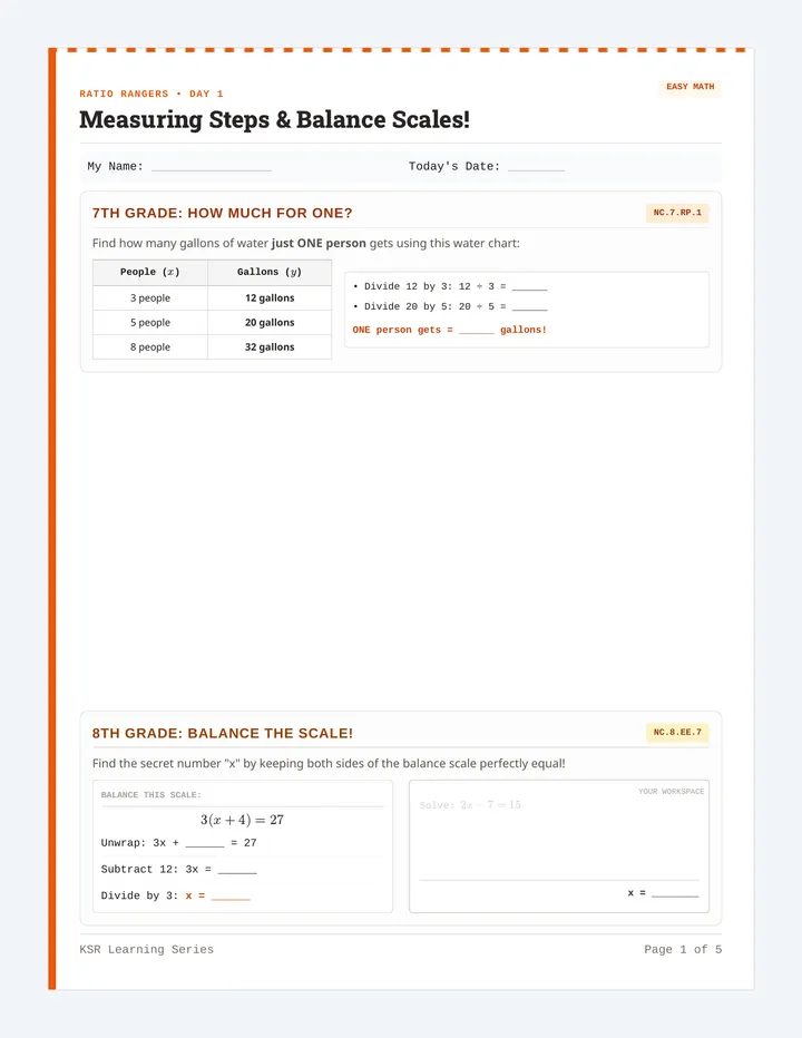 Ratio Rangers Workbook