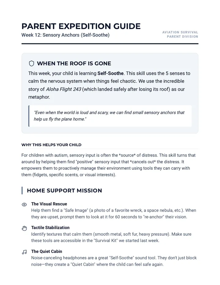 Emergency Landing Gear Self Soothe Parent Guide