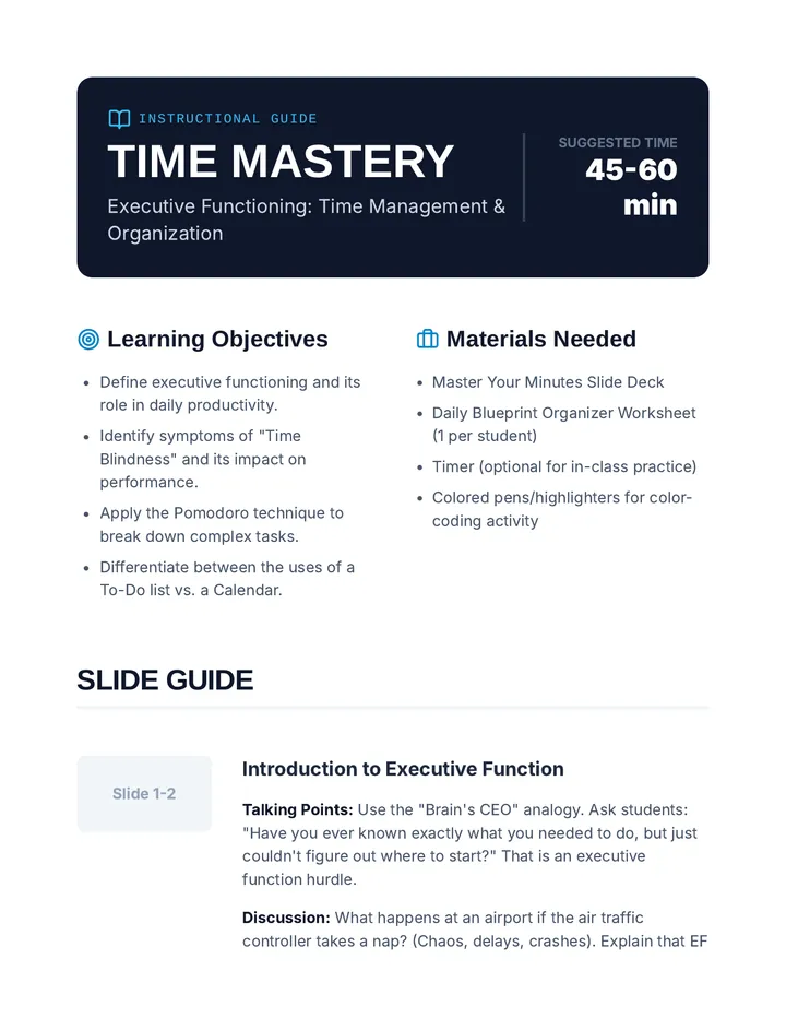 Master Your Minutes Teacher Guide