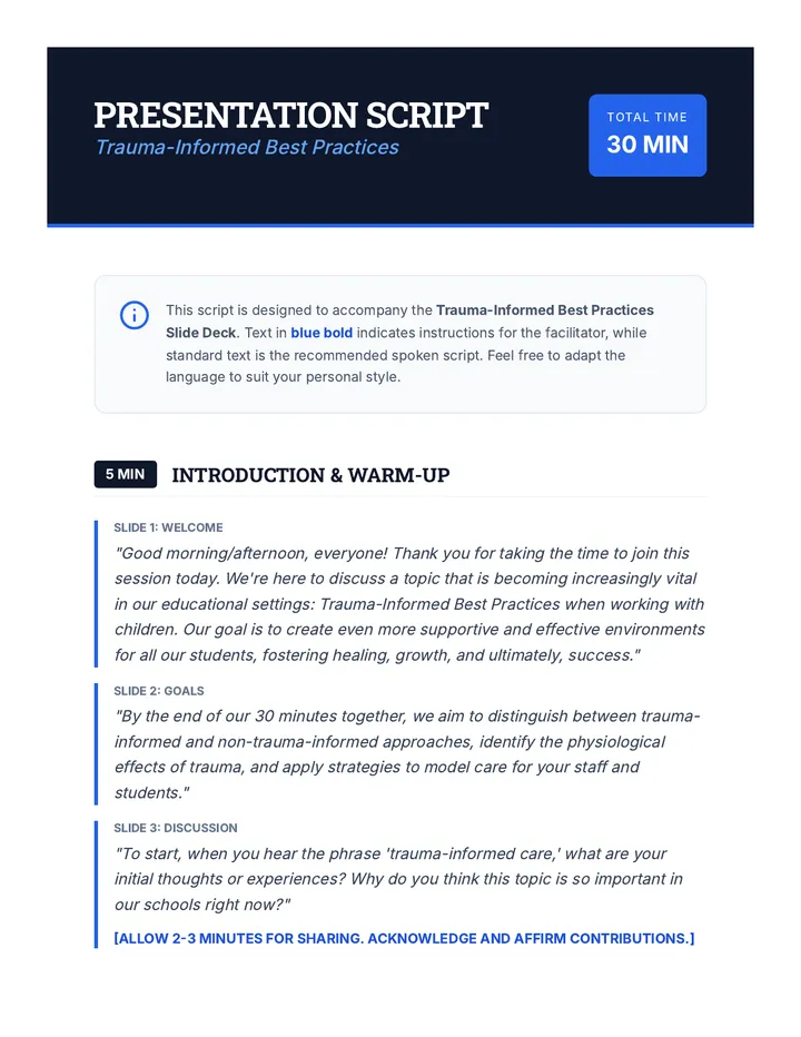 Trauma Informed Presentation Script