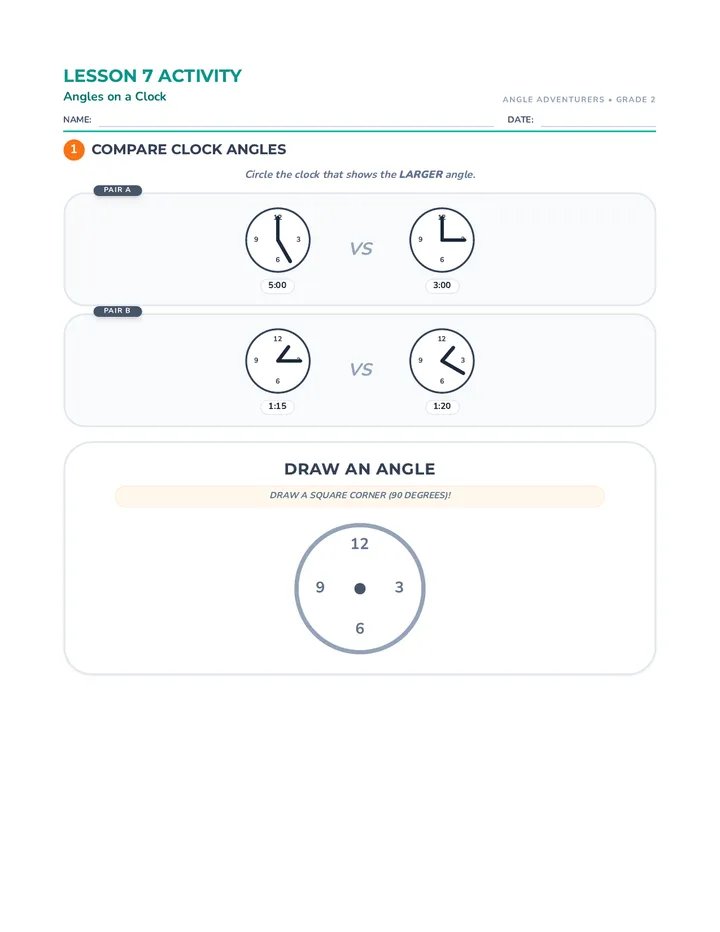 Clock Angles Worksheet Revised Final