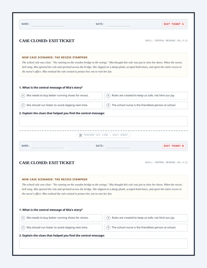 Case Closed Exit Ticket
