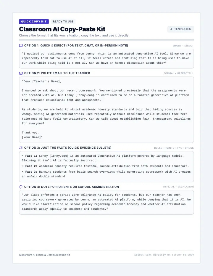 Classroom AI Integrity Dossier