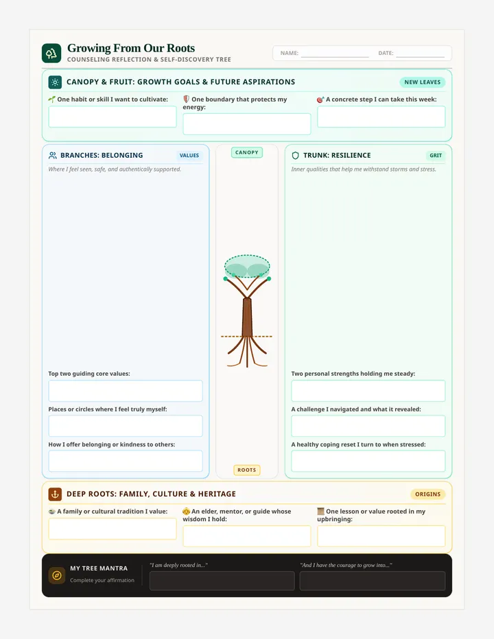 Rooted Self Reflection Worksheet