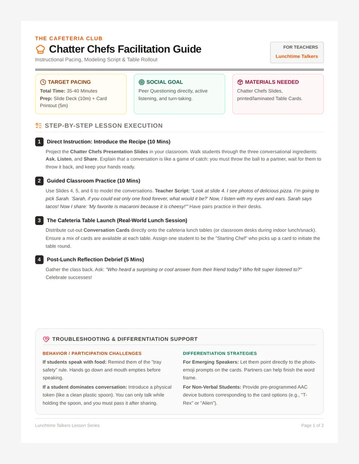 Chatter Chefs Teacher Guide