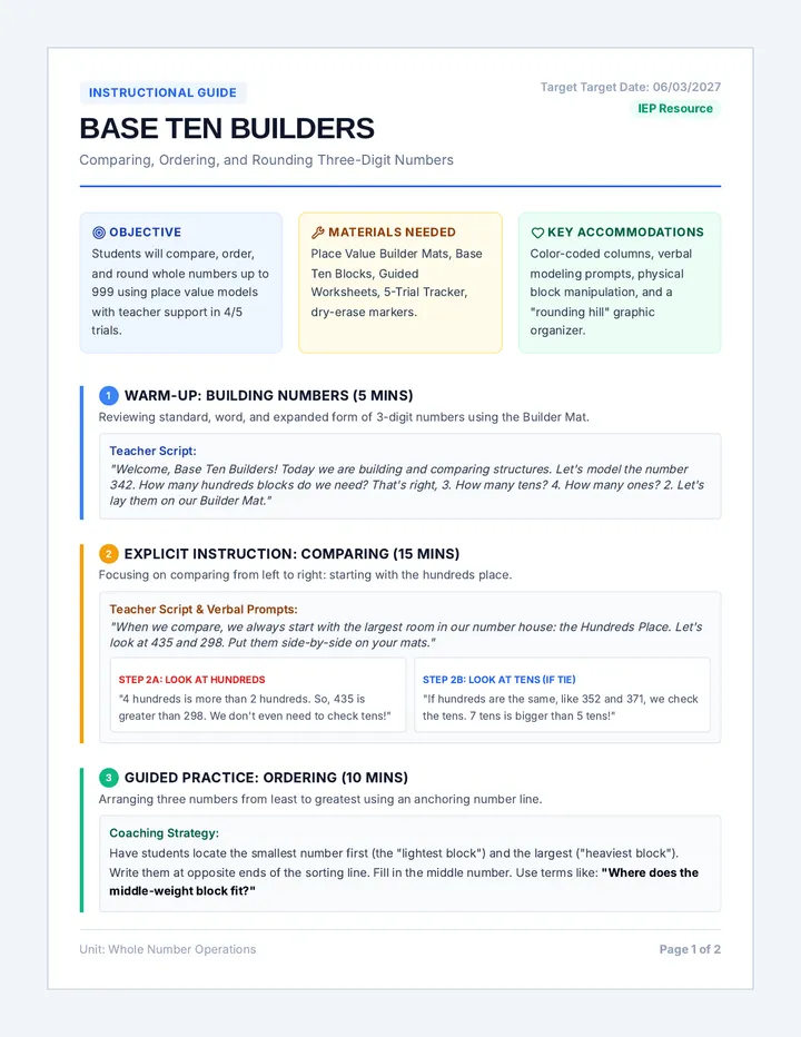 Base Ten Builders Teacher Guide