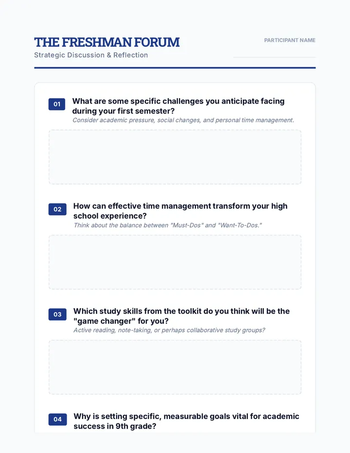 Freshman Forum Discussion Questions
