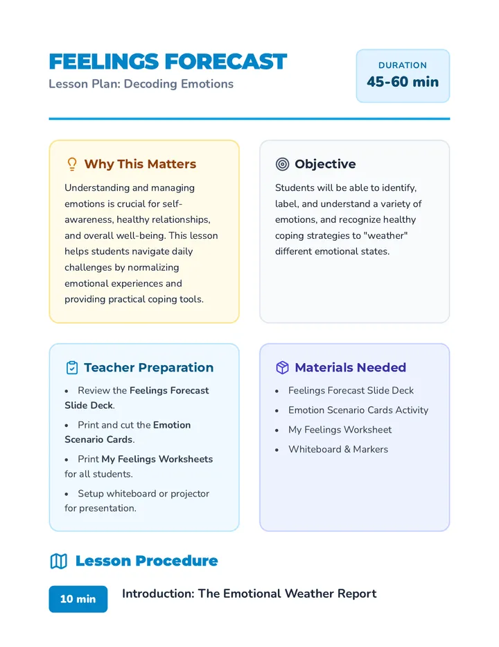 Feelings Forecast Lesson Plan