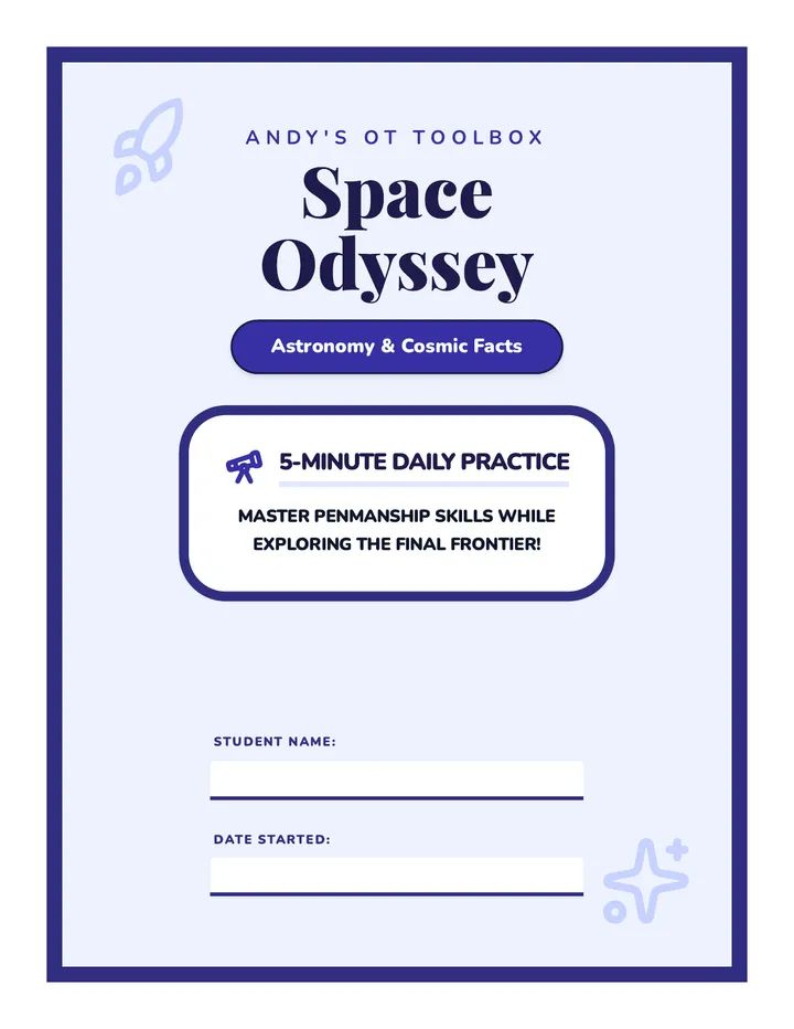 Space Odyssey 30 Day Handwriting Worksheet