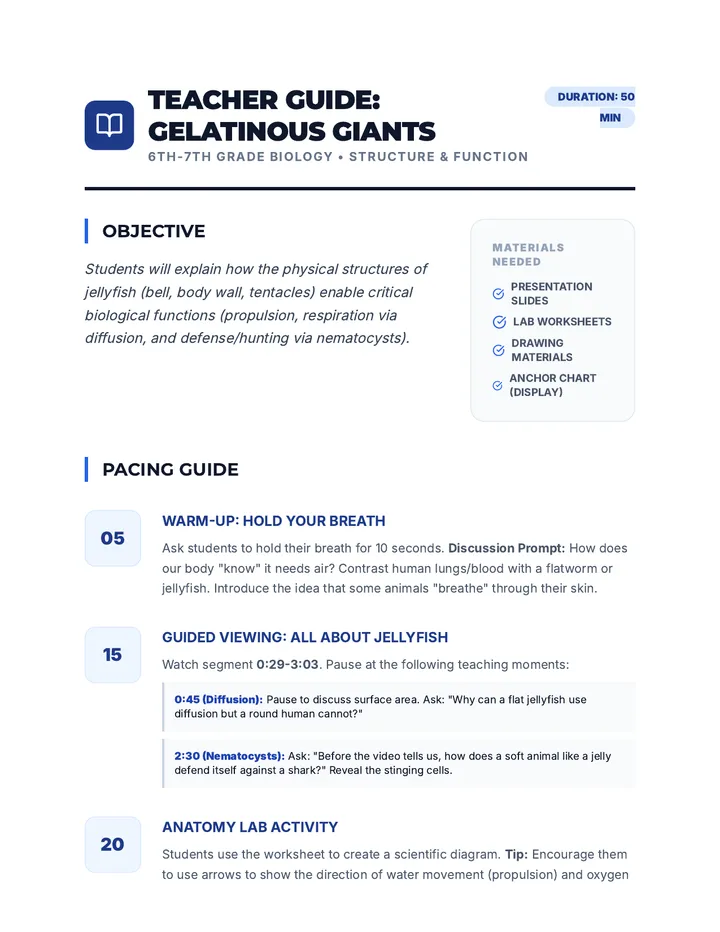 Gelatinous Giants Teacher Guide