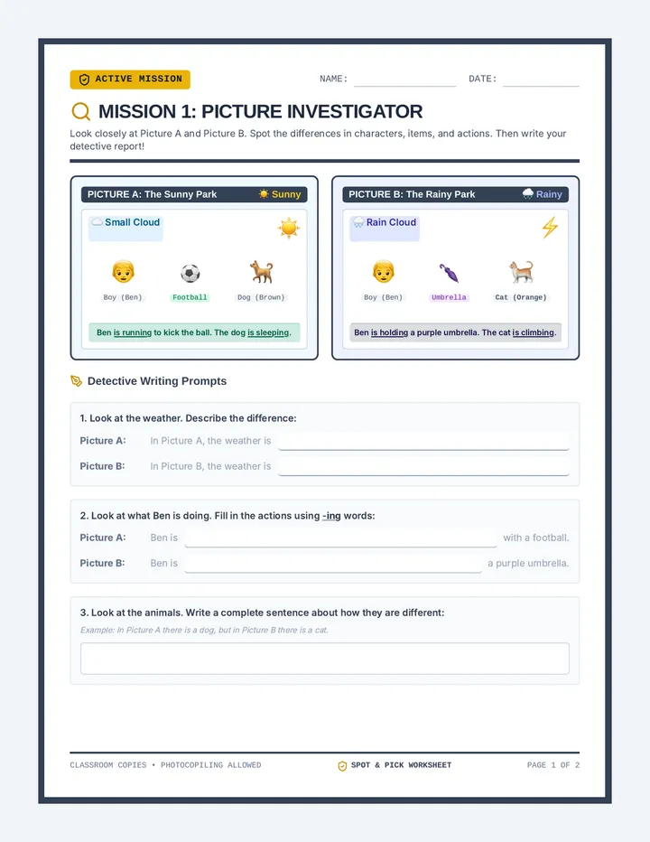 Spot and Pick Worksheet