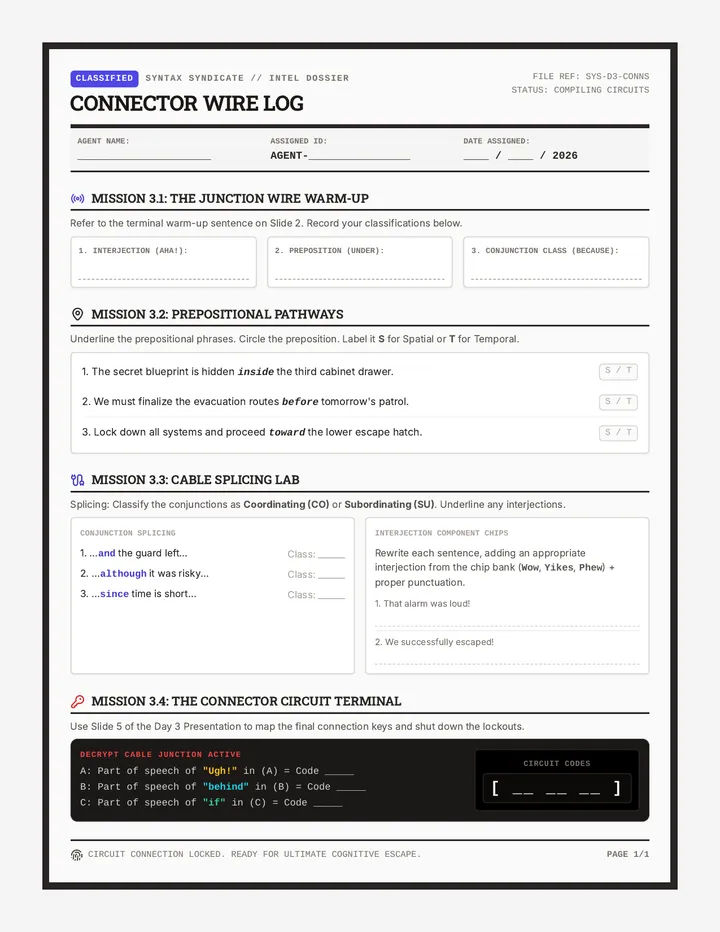 Connector Cabal Dossier Worksheet