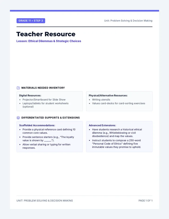 Grade 11 Teacher Resource