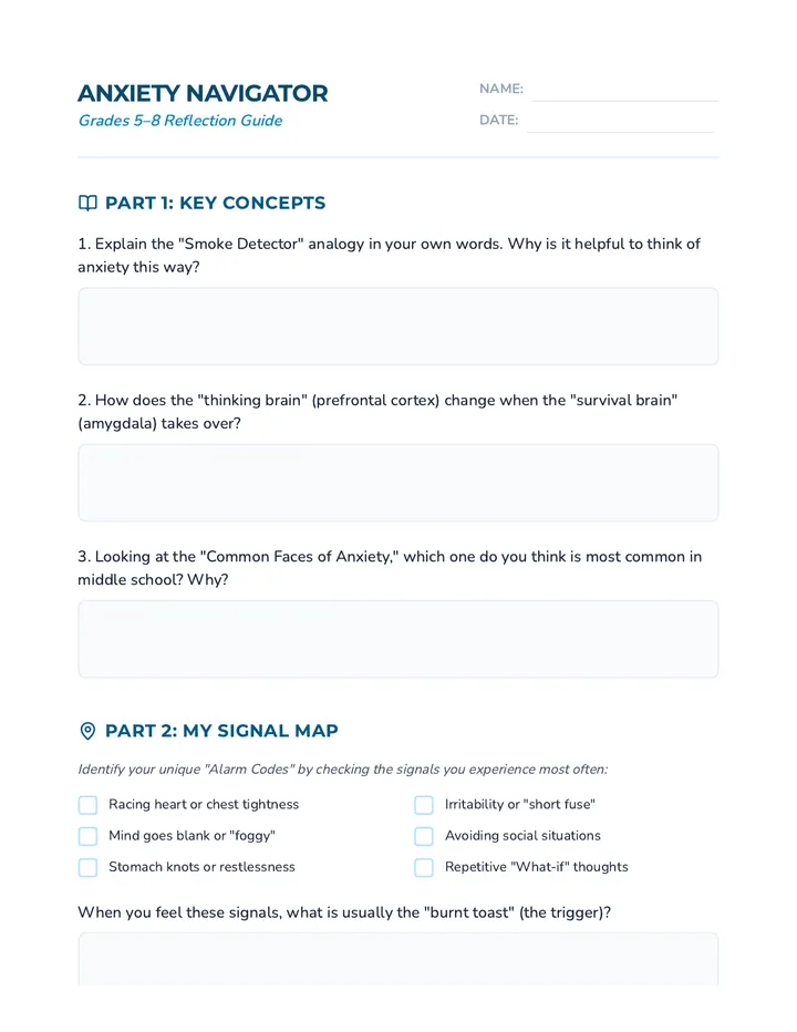 Anxiety Navigator Worksheet