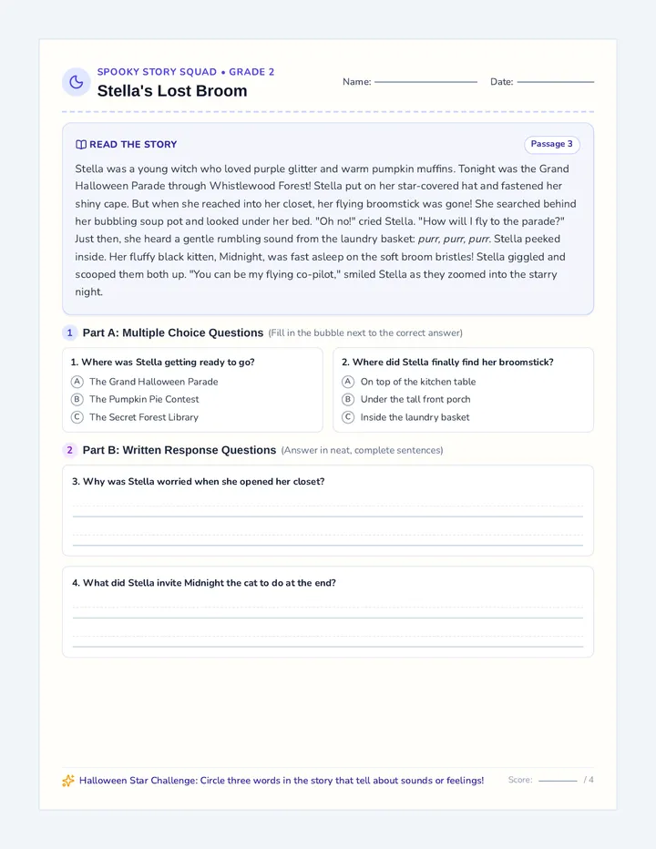 Stella Broomstick Worksheet