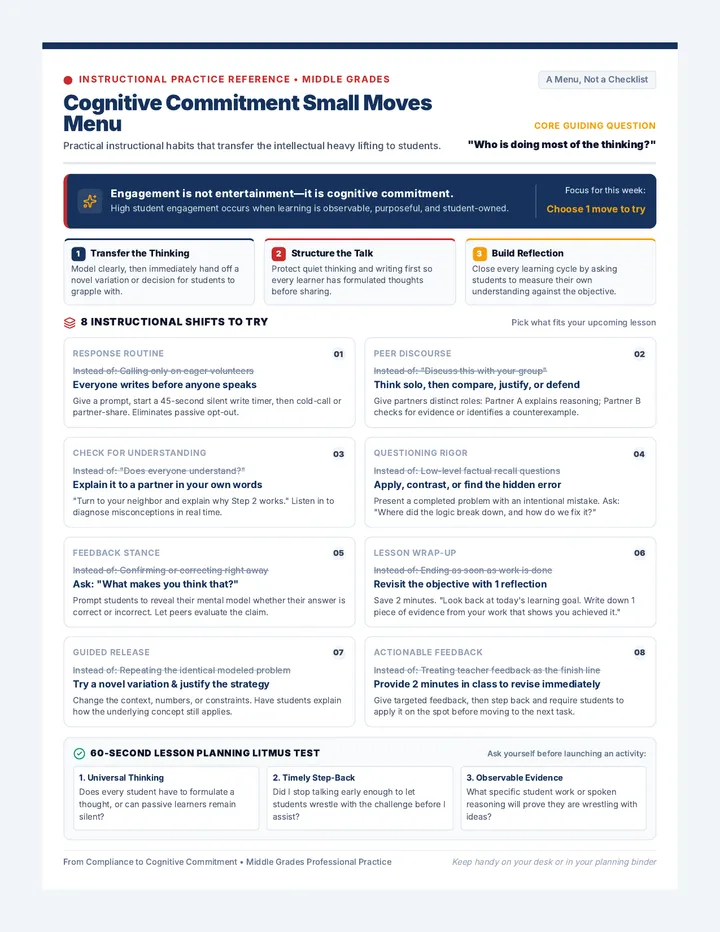 Cognitive Commitment Menu One-Pager