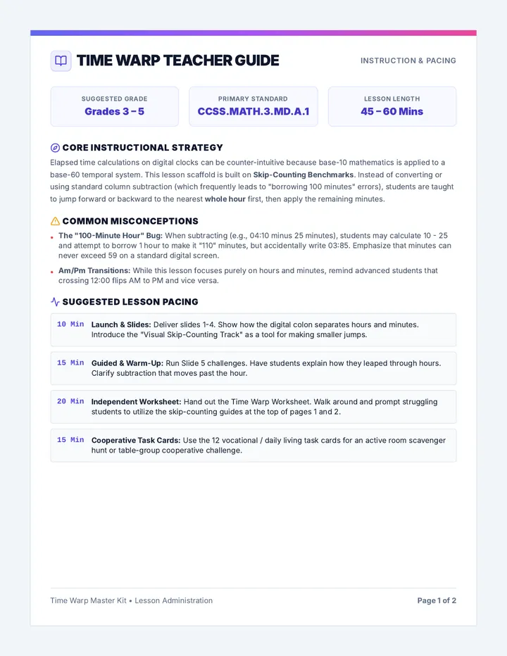 Time Warp Teacher Guide
