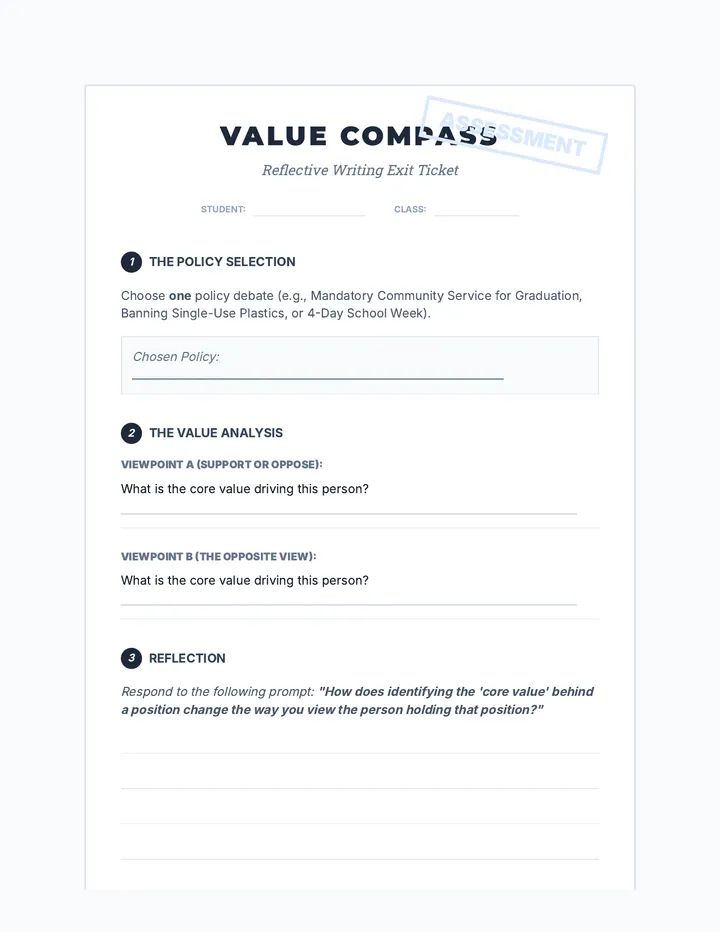 Value Compass Exit Ticket