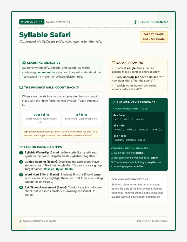 Syllable Safari Teacher Guide