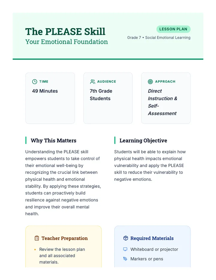 PLEASE Skill Lesson Plan