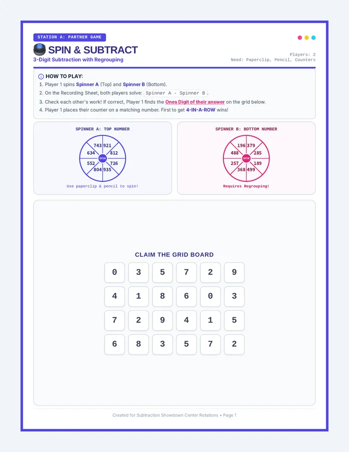 Spin and Subtract Game
