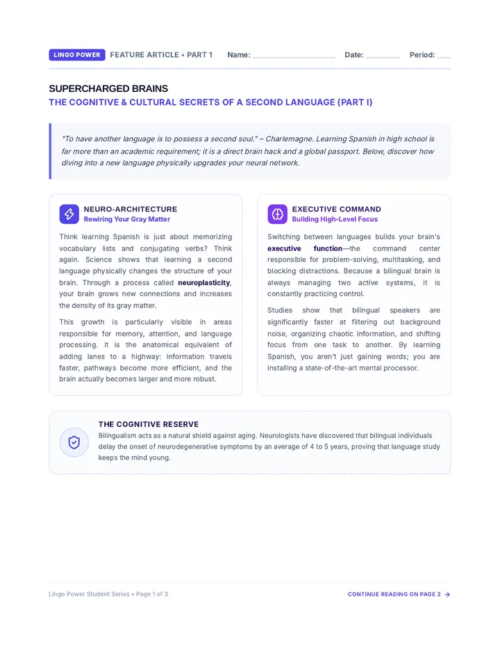 Supercharged Brains Worksheet