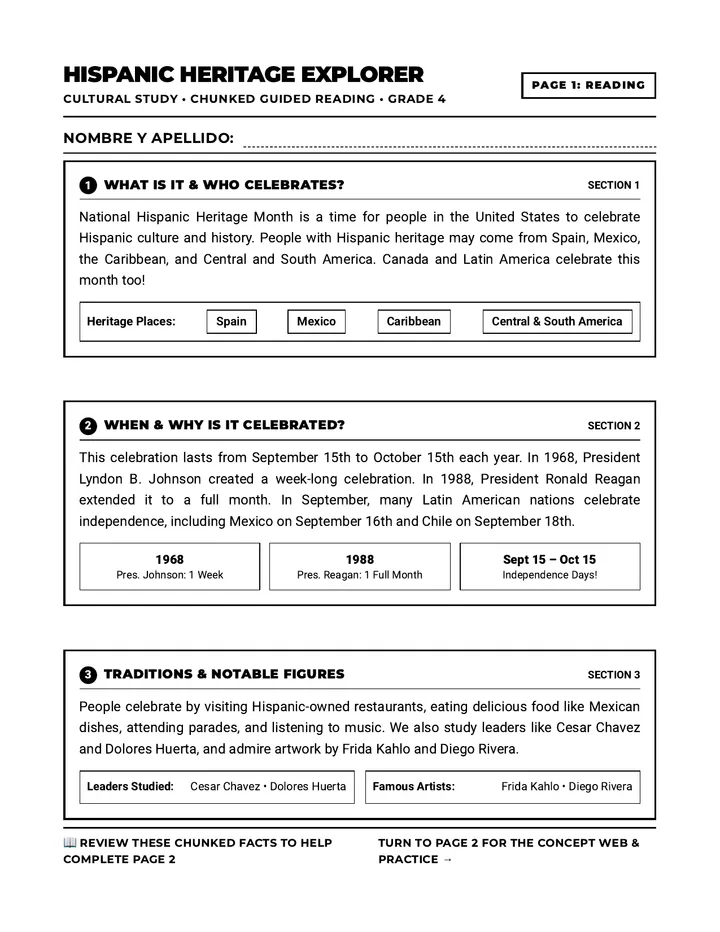 Heritage Explorer Differentiated Organizer