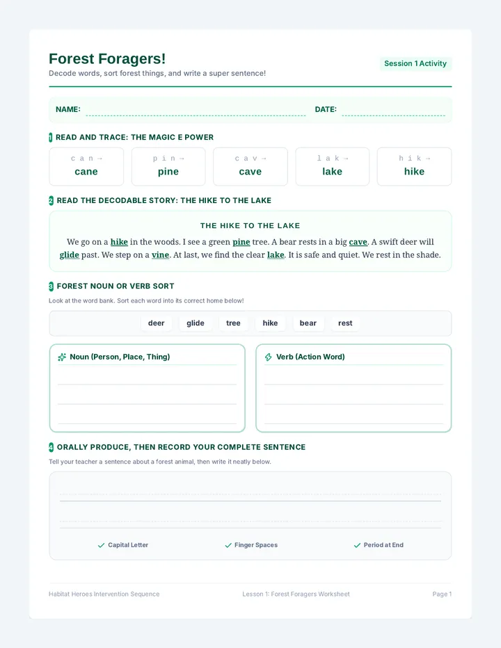 Forest Foragers Worksheet