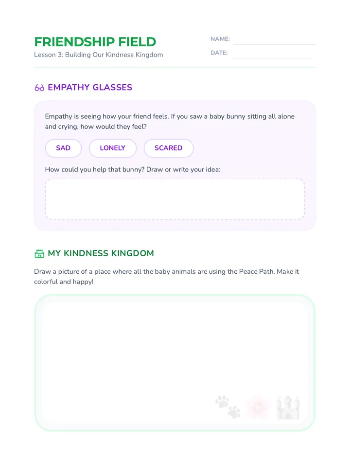 Friendship Field Worksheet